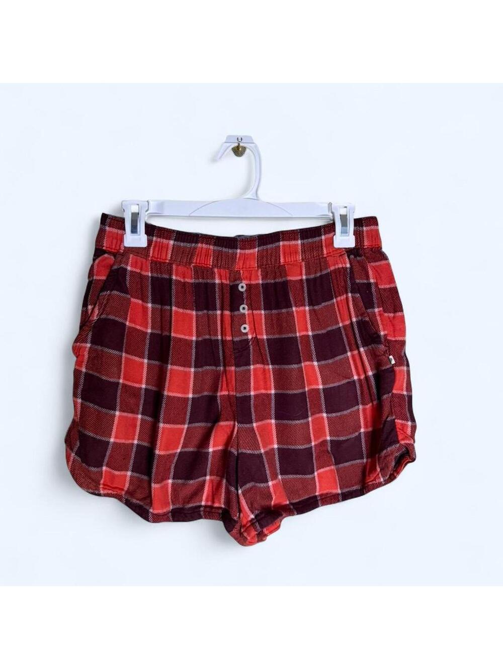 Aerie Orange and black plaid cotton shorts
